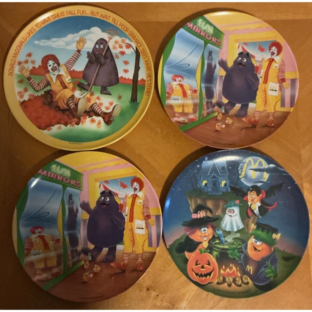 Vintage Ronald McDonald's Plates. Lot 4 Grimace, Ronald And Chicken Nuggets